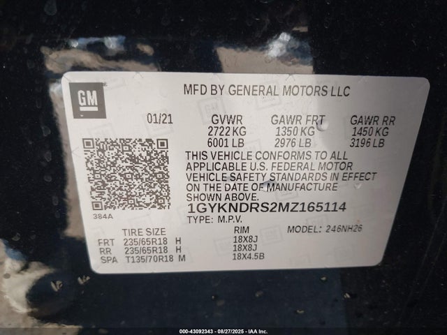 2021 CADILLAC XT5 1GYKNDRS2MZ165114 Photo 8