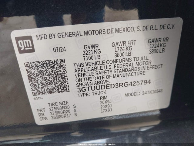 3GTUUDED3RG425794 GMC l84