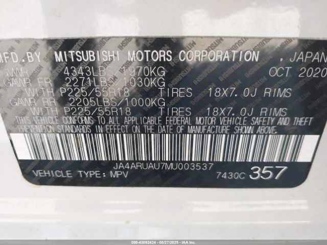 2021 MITSUBISHI OUTLANDER SPORT JA4ARUAU7MU003537 Photo 8