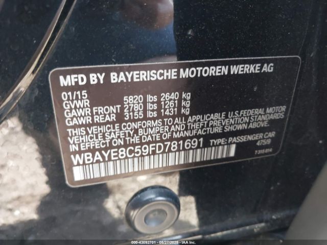 2015 BMW 750LI WBAYE8C59FD781691 Photo 8