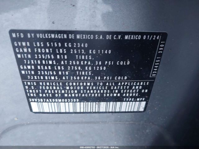 2024 VOLKSWAGEN TIGUAN 3VV3B7AX9RM083399 Photo 8