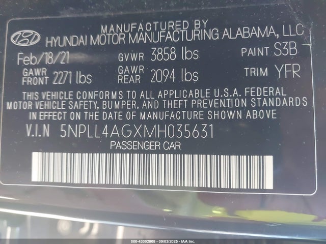 Hyundai ELANTRA SE 2021 5NPLL4AGXMH035631 Image 9