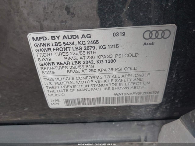 2019 AUDI Q5 WA1BNAFY6K2090706 Photo 8