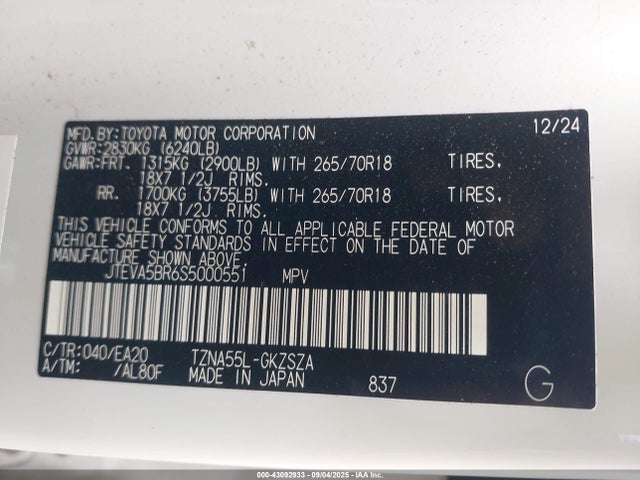 Toyota t24a-fts 2025 JTEVA5BR6S5000551 Image 9