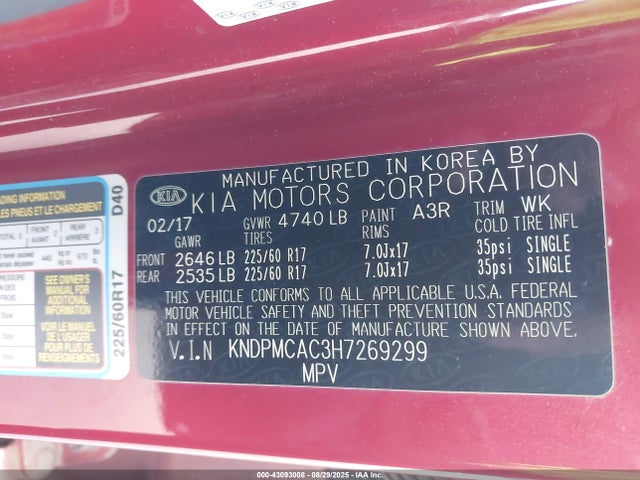 KIA gdi theta ii 2017 KNDPMCAC3H7269299 Image 9