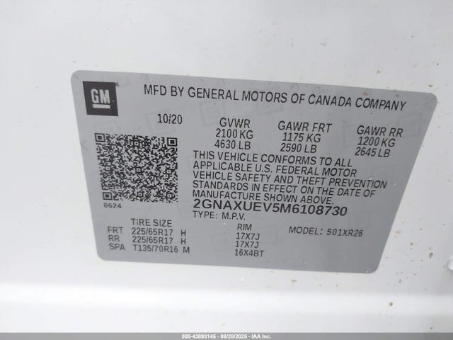 2GNAXUEV5M6108730 Chevrolet lyx