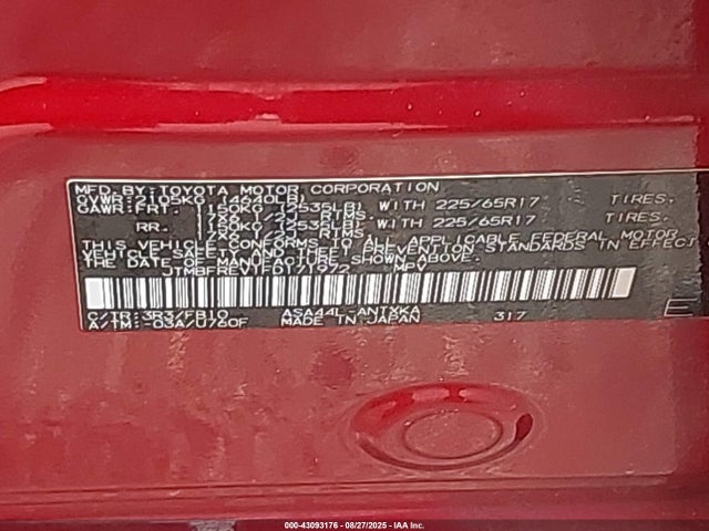 2015 Toyota Rav4 Le მანქანა იყიდება აუქციონზე, vin: JTMBFREV1FD171972, აუქციონის ნომერი: 43093176