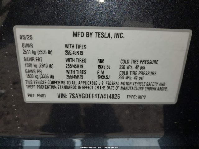 2026 TESLA MODEL Y 7SAYGDEE4TA414026 Photo 8