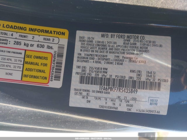 Ford tivct 2024 1FA6P8CF7R5435849 Image 9
