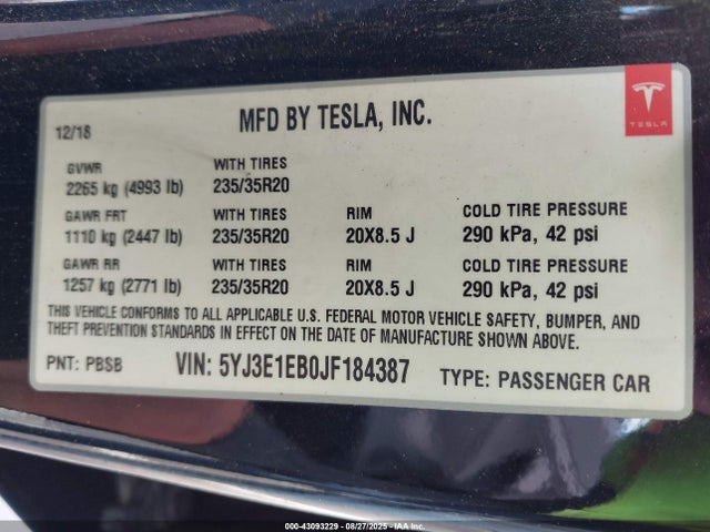 2018 TESLA MODEL 3 5YJ3E1EB0JF184387 Photo 8