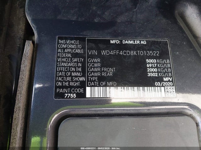 WD4FF4CD8KT013522 Mercedes-Benz Sprinter 3500xd High Roof V6