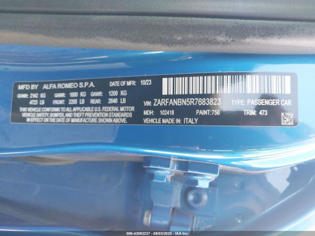 2024 ALFA ROMEO GIULIA ZARFANBN5R7683823 Photo 8