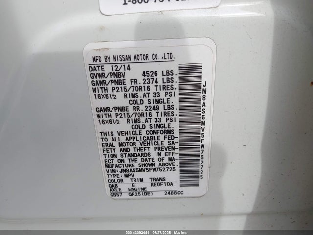 JN8AS5MV5FW752725 Nissan 2015