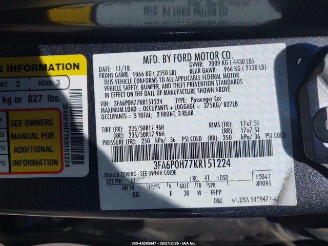 Ford 2019 2019 3FA6P0H77KR151224 Image 9