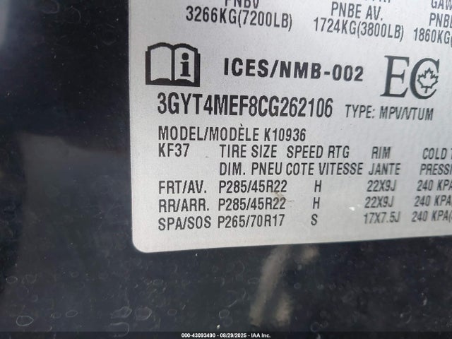 2012 CADILLAC ESCALADE EXT 3GYT4MEF8CG262106 Photo 8