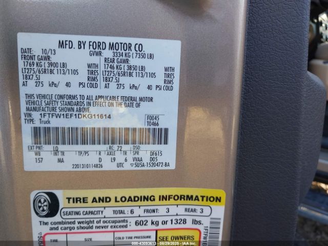 2013 FORD F-150 1FTFW1EF1DKG11614 Photo 8