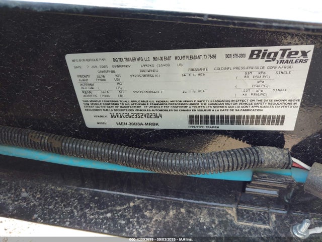 Big Tex Trailer Co Inc 2025 2025 16V1C2623S2402364 Image 9
