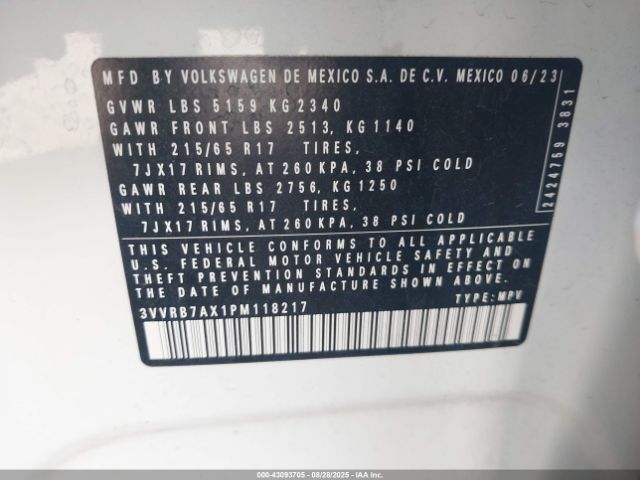 2023 VOLKSWAGEN TIGUAN 3VVRB7AX1PM118217 Photo 8