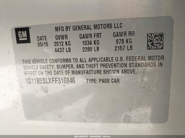 Chevrolet lkw 2015 1G11B5SLXFF316846 Image 9