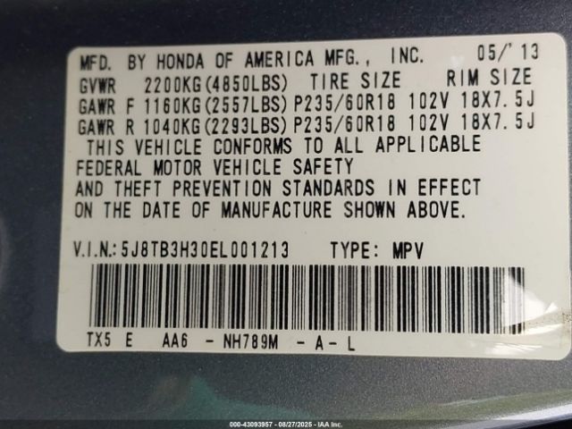 2014 ACURA RDX 5J8TB3H30EL001213 Photo 8