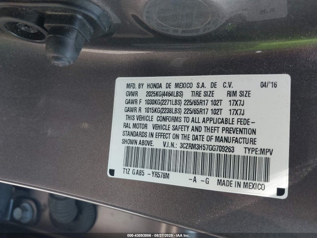3CZRM3H57GG709263 Honda k24w9/k24v1