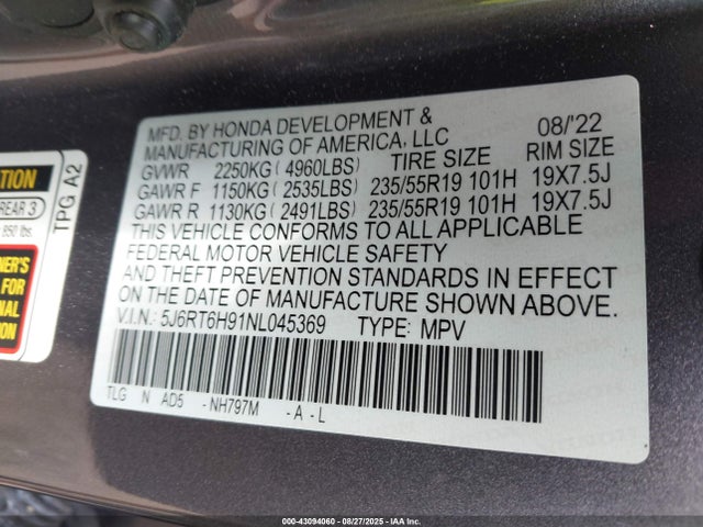 Honda lfb2 2022 5J6RT6H91NL045369 Image 9