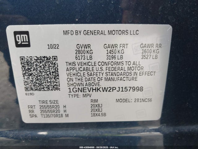 1GNEVHKW2PJ157998 Chevrolet lfy