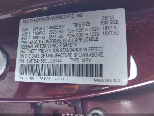 2016 ACURA RDX 5J8TB4H58GL008744 Photo 8