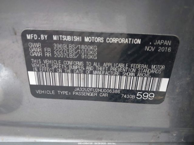 2017 MITSUBISHI LANCER JA32U2FU2HU006386 Photo 8