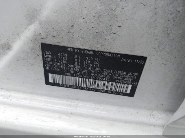 4S3GTAV69P3707499 Subaru na
