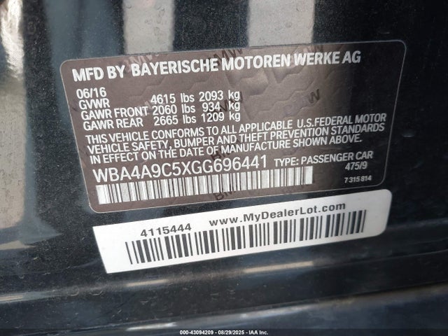 WBA4A9C5XGG696441 BMW 2016
