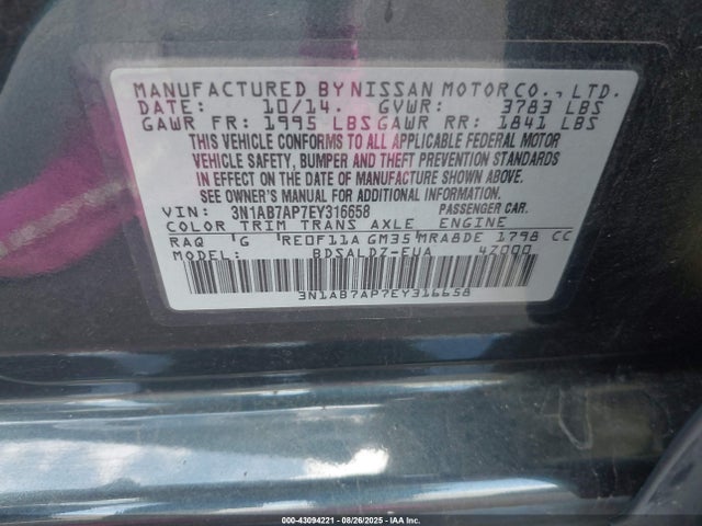 Nissan 2014 2014 3N1AB7AP7EY316658 Image 9