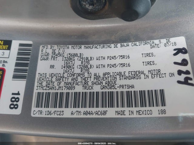 3TMCZ5AN1JM179089 Toyota 2gr-fks