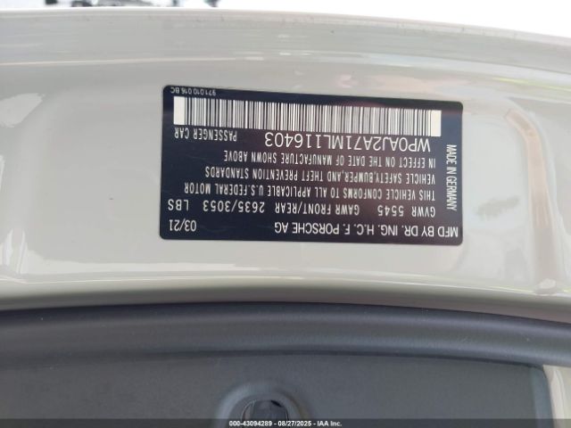 2021 PORSCHE PANAMERA WP0AJ2A71ML116403 Photo 8