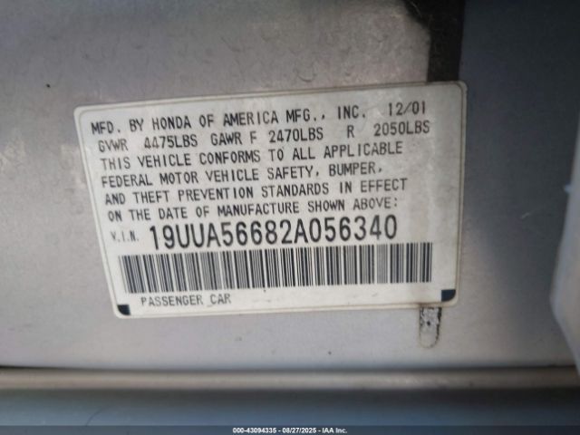 2002 ACURA TL 19UUA56682A056340 Photo 8