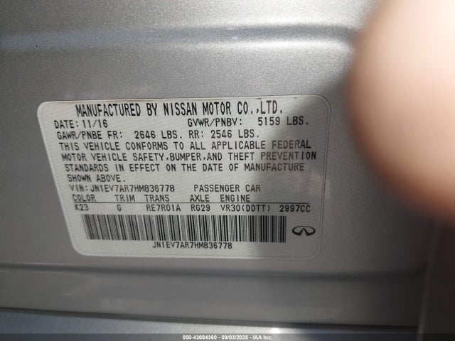 Infiniti 2017 2017 JN1EV7AR7HM836778 Image 9