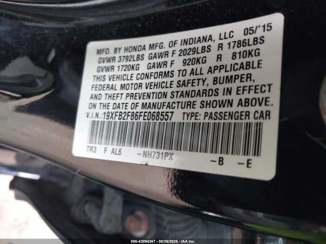 Honda r18z1 2015 19XFB2F86FE068557 Image 9
