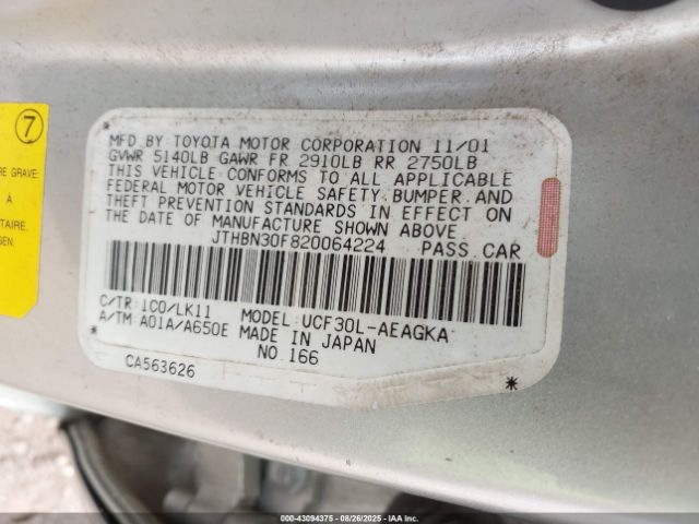 2002 LEXUS LS 430 JTHBN30F820064224 Photo 8