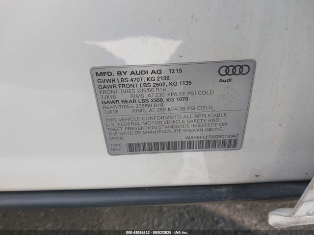 2016 AUDI Q3 WA1BFCFS0GR013347 Photo 8