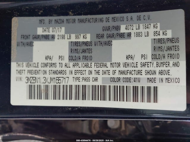 3MZBN1L3XJM165717 Mazda py