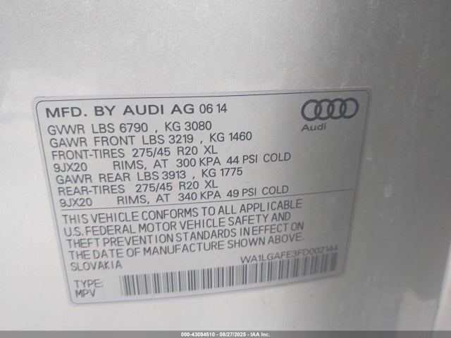 2015 AUDI Q7 WA1LGAFE3FD002144 Photo 8