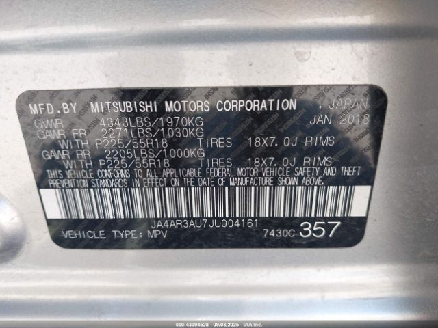 2018 MITSUBISHI OUTLANDER SPORT JA4AR3AU7JU004161 Photo 8