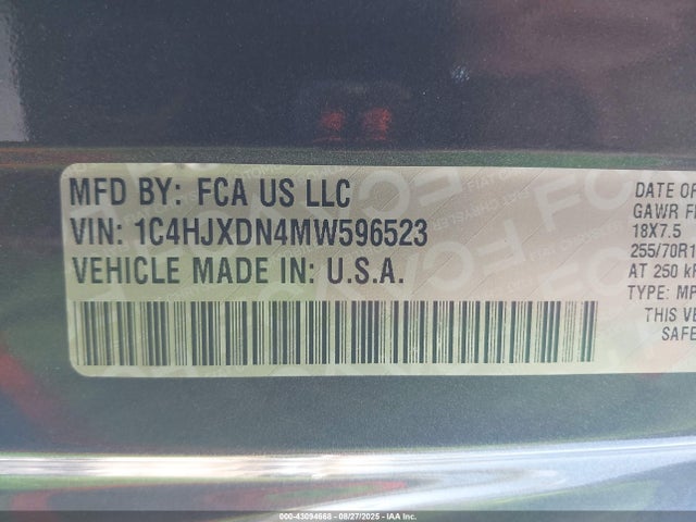 1C4HJXDN4MW596523 Jeep 2021