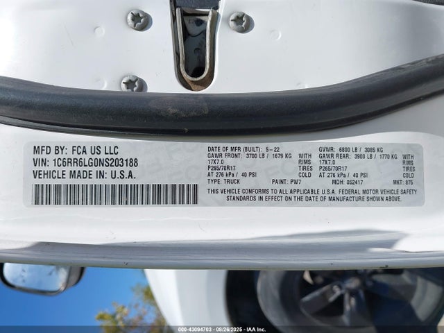 1C6RR6LG0NS203188 RAM 1500