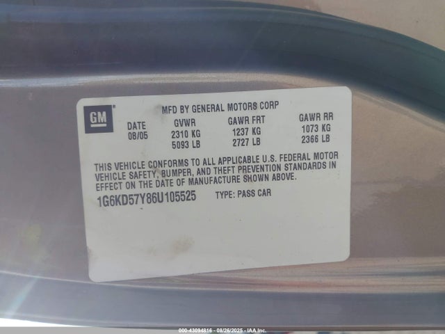 2006 CADILLAC DTS 1G6KD57Y86U105525 Photo 8