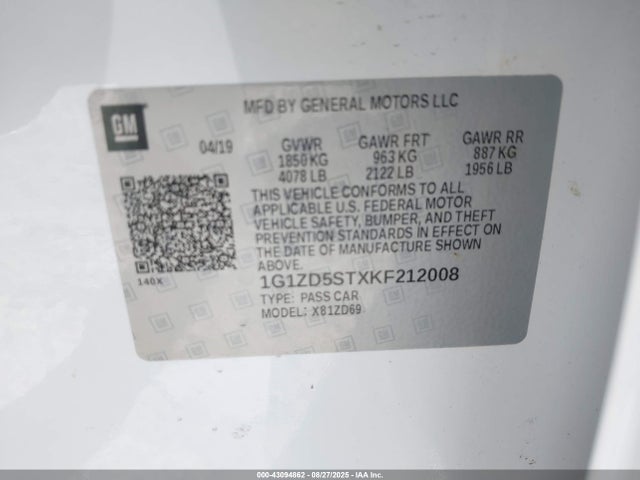 1G1ZD5STXKF212008 Chevrolet lfv - direct injection, variable valve timing, gen 1