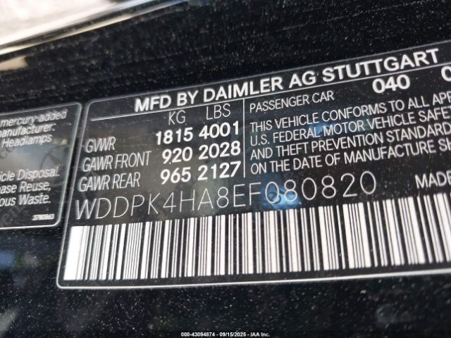 2014 MERCEDES-BENZ SLK 250 WDDPK4HA8EF080820 Photo 8