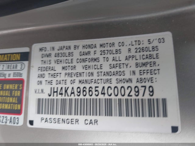 Продаж на аукціоні авто 2004 Acura Rl 3.5, vin: JH4KA96654C002979, номер лоту: 43095003