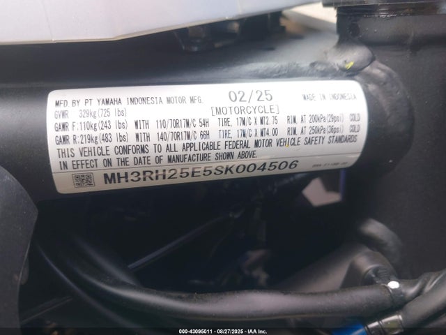 MH3RH25E5SK004506 Yamaha 2025