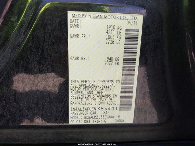 1N4AL3AP0EN385441 Nissan Altima